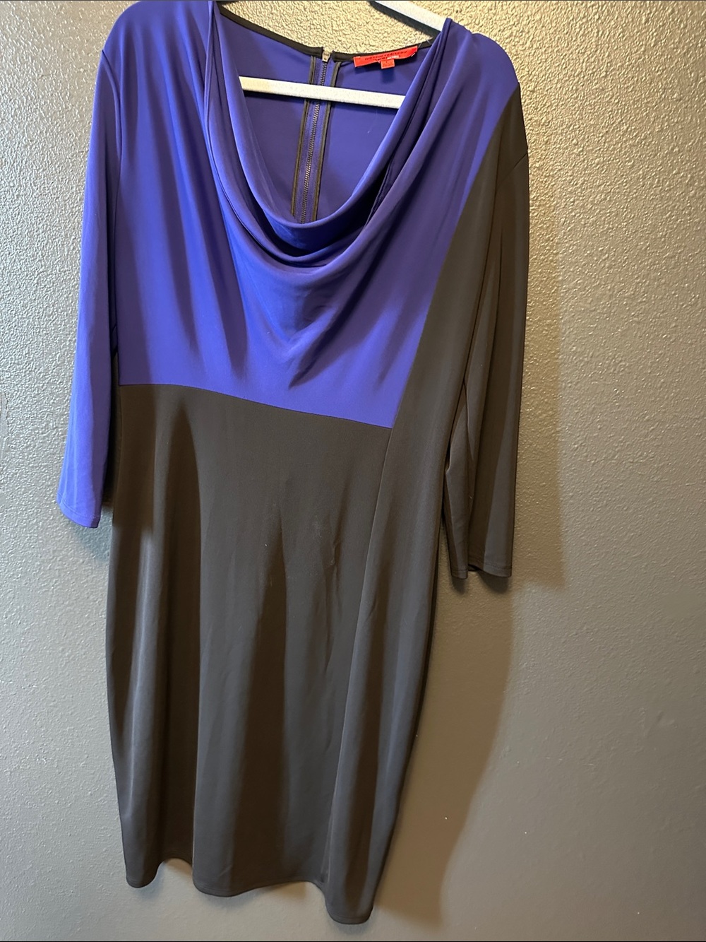 Narciso Rodriguez Purple and Black Cowl Neck Dress
